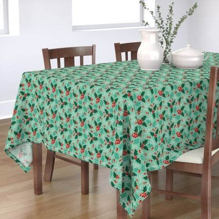 Tablecloth Holly Vintage Christmas Christmas Berry Berries Leaves Cotton Sateen