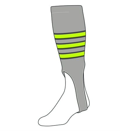 TCK Baseball Stirrups Large (300D 7in) Grey Graphite NEON Green