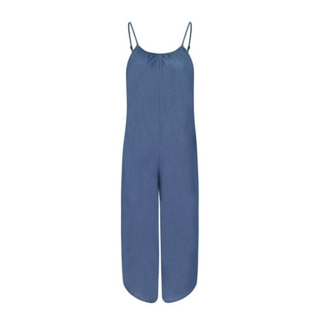 KEJIG Pantiliners For Women Women Casual Solid Jeans Long Denim Wide Legs Jumpsuit Trousers Clubwear Rompers