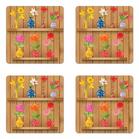Daffodil Coaster Set of 4 Glass Vases Colorful Flowers on Wooden Shelves Pastel Effects Graphic Square Hardboard Gloss Coasters Standard Size Multicolor by Ambesonne
Daffodil Coaster Set of 4 Glass Vases Colorful Flowers on Wooden Shelves Pastel Effects Graphic Square Hardboard Gloss Coasters Standard Size Multicolor by Ambesonne