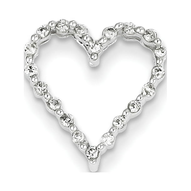Designer 14K White Gold Diamond Heart Slide (Length=15) (Width=14) Made In India -Jewelry By Sweet Pea Creations