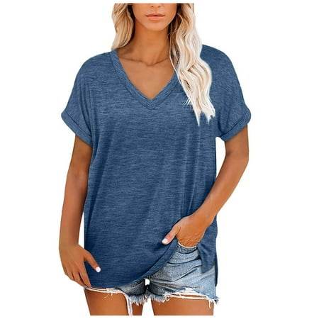 Shirts for Women Shirts for Women Women Casual T-shirt Plain V-Neck Split Pullover Blouse Short Sleeve Tops Crop Top Womens Shirts on Clearance White Tank Tops Women Blue XL
Shirts for Women Shirts for Women Women Casual T-shirt Plain V-Neck Split Pullover Blouse Short Sleeve Tops Crop Top Womens Shirts on Clearance White Tank Tops Women Blue XL