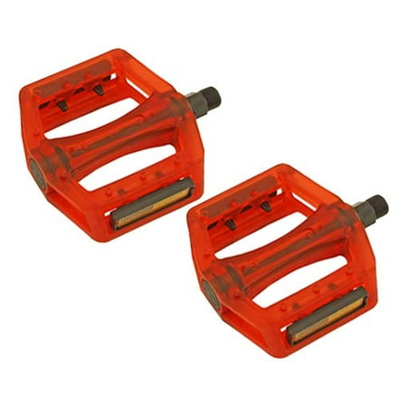 Resin BMX Bike Pedals, 9/16in Transluscent Red