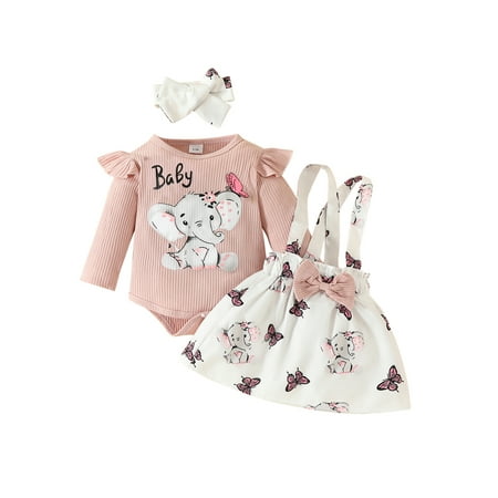 Coduop Newborn Baby Girl Elephant Butterfly Outfit Set Long Sleeve Romper and Suspender 3 Piece Set
Coduop Newborn Baby Girl Elephant Butterfly Outfit Set Long Sleeve Romper and Suspender 3 Piece Set