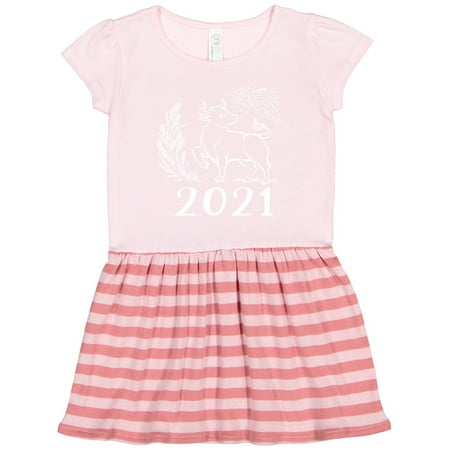 Inktastic 2021 Chinese New Year Ox Gift Toddler Girl Dress