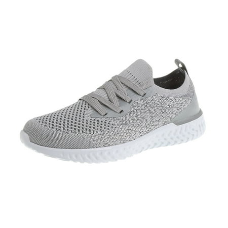 TOYFUNNY Womens Solid Color Lace-Up Breathable Flyknit Sneakers
