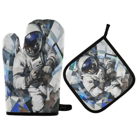 Heat Resistant Oven Glove & Hot Pad Set Reusable and Washable Kitchen Combo for Baking BBQ Oven Microwave An Astronaut in Space 
Heat Resistant Oven Glove & Hot Pad Set Reusable and Washable Kitchen Combo for Baking BBQ Oven Microwave An Astronaut in Space
