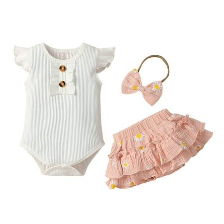 Girl Outfits Baby Girls Solid Ribbed Ruffled Romper+Floral Skirts Outfit Set Cute Outfits For Girls(Size:6-9 Months)
Girl Outfits Baby Girls Solid Ribbed Ruffled Romper+Floral Skirts Outfit Set Cute Outfits For Girls(Size:6-9 Months)