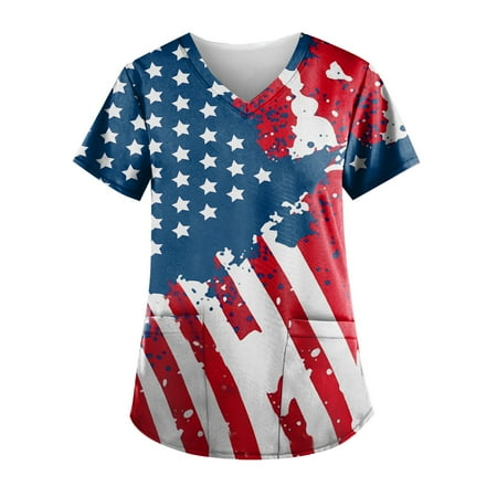 Sksloeg Independence Day Scrub Top for Women Usa Flag Stars Stripes Pattern Scrub Tops V-Neck Independence Day T Shirts Workwear Nurse Uniform Tee with Pockets Red S
Sksloeg Independence Day Scrub Top for Women Usa Flag Stars Stripes Pattern Scrub Tops V-Neck Independence Day T Shirts Workwear Nurse Uniform Tee with Pockets Red S