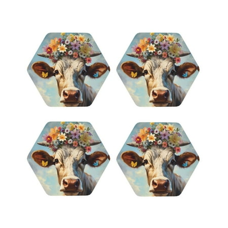 Leather Coasters Set of 4 - Artistic Flower Butterfly Cow Lightweight Non-Slip Drink Coasters for Desk Anti-Scalding Desk Cup Coasters for Office Table Decor Hexagon
Leather Coasters Set of 4 - Artistic Flower Butterfly Cow Lightweight Non-Slip Drink Coasters for Desk Anti-Scalding Desk Cup Coasters for Office Table Decor Hexagon