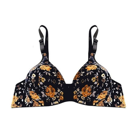 Qcmgmg Wireless Bra for Women Full Coverage Push Up Floral Female Bralette Black 115
Qcmgmg Wireless Bra for Women Full Coverage Push Up Floral Female Bralette Black 115