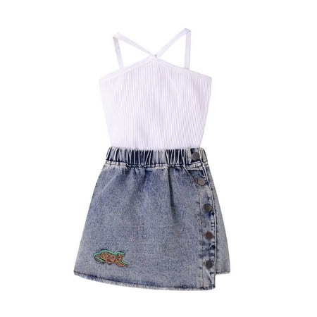 Kids Child Baby Girls Summer Set Sleeveless Ribbed Vest Tops Cartoon Print Denim Skirt Outfits Set Clothes Must Haves Girl Little Girl Clothes 4t-5t
Kids Child Baby Girls Summer Set Sleeveless Ribbed Vest Tops Cartoon Print Denim Skirt Outfits Set Clothes Must Haves Girl Little Girl Clothes 4t-5t