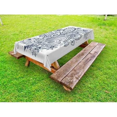 Henna Outdoor Tablecloth Doodle Style Floral Arrangement with Ornament Design Abstract Leaves Image Print Decorative Washable Fabric Picnic Tablecloth 58 X 120 Inches Dark Blue White by Ambesonne
Henna Outdoor Tablecloth Doodle Style Floral Arrangement with Ornament Design Abstract Leaves Image Print Decorative Washable Fabric Picnic Tablecloth 58 X 120 Inches Dark Blue White by Ambesonne