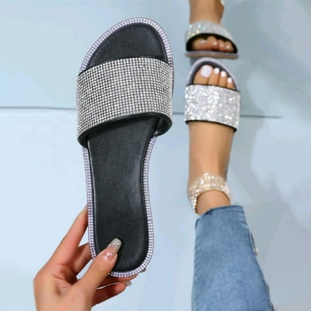 Sandals for Women Aoujea Holiday Savings Fashion Rhinestone Flat Women s Shoes Slotted Sandals Summer Casual Slippers Black 9.5 on Clerance
Sandals for Women Aoujea Holiday Savings Fashion Rhinestone Flat Women s Shoes Slotted Sandals Summer Casual Slippers Black 9.5 on Clerance