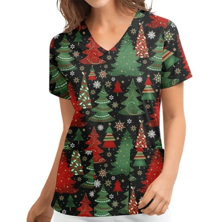 Chiccall Women s Christmas Costume V-Neck Short Sleeve Nursing Uniform Xmas Snowflake Tree Snowman Tree Printed Workwear Holiday Casual Graphic Tees Blouse Scrubs Tops with Pockets on Clearance
Chiccall Women s Christmas Costume V-Neck Short Sleeve Nursing Uniform Xmas Snowflake Tree Snowman Tree Printed Workwear Holiday Casual Graphic Tees Blouse Scrubs Tops with Pockets on Clearance