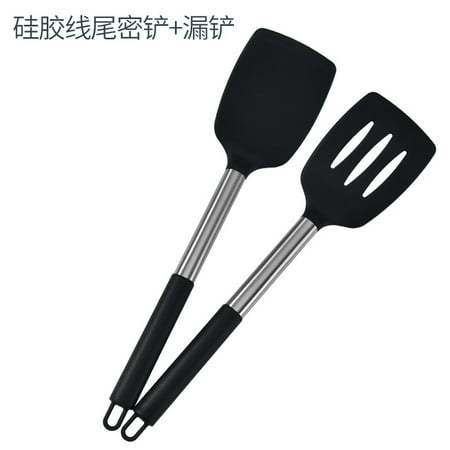 Egebert Pack of 2 Silicone Solid Turner Non Stick Slotted Kitchen Spatulas High Heat Resistant BPA Free Cooking Utensils Ideal Cookware for Fish Eggs Pancakes (Black)
Egebert Pack of 2 Silicone Solid Turner Non Stick Slotted Kitchen Spatulas High Heat Resistant BPA Free Cooking Utensils Ideal Cookware for Fish Eggs Pancakes (Black)