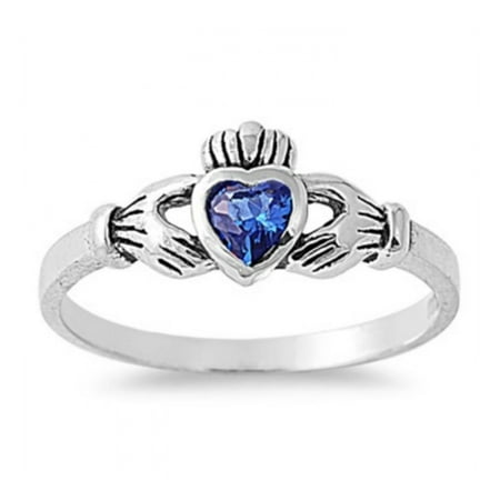 925 Sterling Silver Claddagh Ring Cubic Zirconia Ring