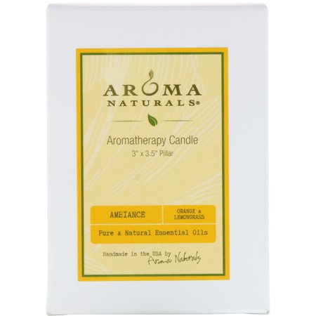 Aroma Naturals Aromatherapy Candle Ambiance Orange Lemongrass 3 x 3 5 Pillar