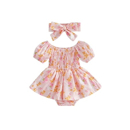 Inevnen Baby Girl 2Pcs Summer Outfits Short Puff Sleeve Floral Romper Dress with Headband Set
Inevnen Baby Girl 2Pcs Summer Outfits Short Puff Sleeve Floral Romper Dress with Headband Set