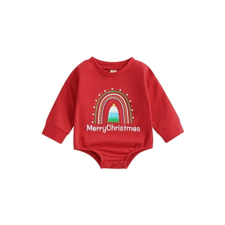 Sunisery Newborn Baby Girls Christmas Romper Spring Autumn Casual Long Sleeve O Neck Letter Rainbow Print Bodysuit Red 3-6 Months
Sunisery Newborn Baby Girls Christmas Romper Spring Autumn Casual Long Sleeve O Neck Letter Rainbow Print Bodysuit Red 3-6 Months