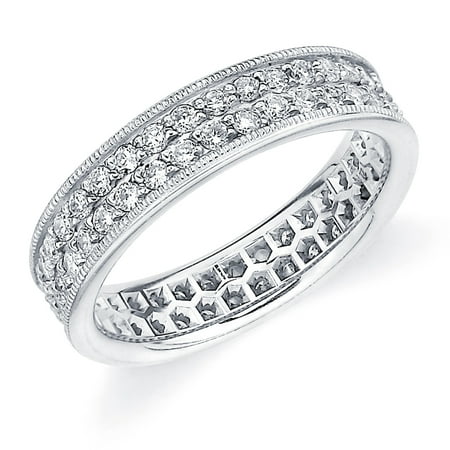 1.0 CTTW Diamond Wedding Band, 1 CT Diamond Anniversary Ring in 10K White Gold