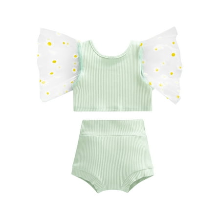 Genuiskids 2Pcs Infant Baby Girls Summer Outfit Patchwork Flare Sleeve U-Neck Crop Tops+Ribbed Pantie Set for Toddlers 3-24M
Genuiskids 2Pcs Infant Baby Girls Summer Outfit Patchwork Flare Sleeve U-Neck Crop Tops+Ribbed Pantie Set for Toddlers 3-24M