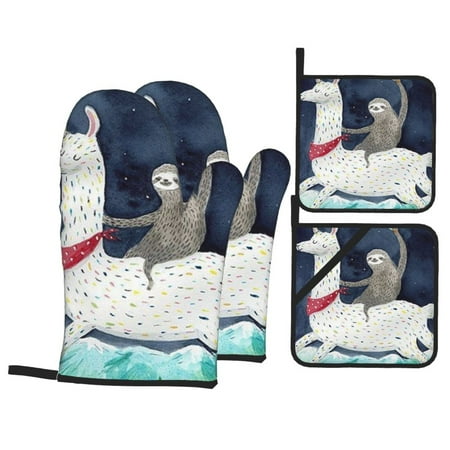 Sloth Riding Llama Oven Mitts Pot Holders Set Non-Slip Cooking Kitchen Gloves Washable Heat Resistant Oven Gloves for Microwave BBQ Baking Grilling
Sloth Riding Llama Oven Mitts Pot Holders Set Non-Slip Cooking Kitchen Gloves Washable Heat Resistant Oven Gloves for Microwave BBQ Baking Grilling