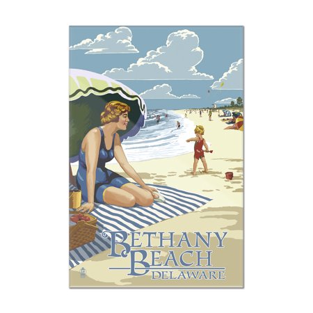 Bethany Beach, Delaware - Woman on Beach - Lantern Press Artwork (16x24 Acrylic Wall Art Gallery Quality)