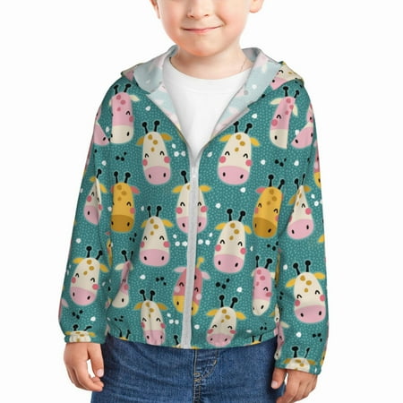 Qekee Colorful Cow Print UPF 50+ Kids Sun-Protective Hooded Long Sleeve Rash Guard for Fishing Water Beach Sports -5 Years
Qekee Colorful Cow Print UPF 50+ Kids Sun-Protective Hooded Long Sleeve Rash Guard for Fishing Water Beach Sports -5 Years