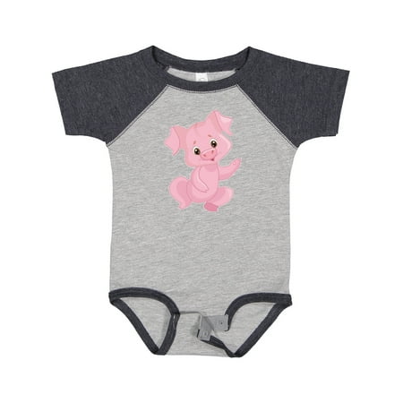 Inktastic Cute Pink Pig Waving Gift Baby Boy or Baby Girl Bodysuit