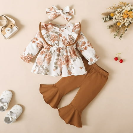 Baby Boy Outfits Cotton Floral Autumn Long Sleeve Pants Ruffle Tops Bell Bottom Heabands Baby Girl Clothes
Baby Boy Outfits Cotton Floral Autumn Long Sleeve Pants Ruffle Tops Bell Bottom Heabands Baby Girl Clothes