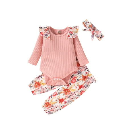 IZhansean Newborn Infant Baby Girl Clothes Long Sleeve Rompers Tops+Floral Pants with Headband 3Pcs Fall Outfits Pink 6-9 Months
IZhansean Newborn Infant Baby Girl Clothes Long Sleeve Rompers Tops+Floral Pants with Headband 3Pcs Fall Outfits Pink 6-9 Months