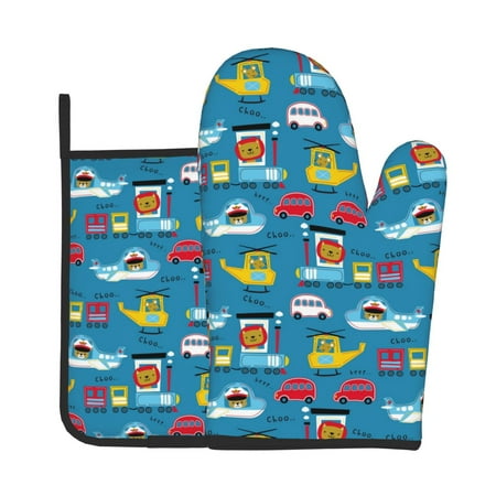 Vsdgher Transportations With Animals Oven Mitts and Pot Holders 2 pcs Set High Heat Resistant Kitchen Oven Glove for Baking and Cooking
Vsdgher Transportations With Animals Oven Mitts and Pot Holders 2 pcs Set High Heat Resistant Kitchen Oven Glove for Baking and Cooking