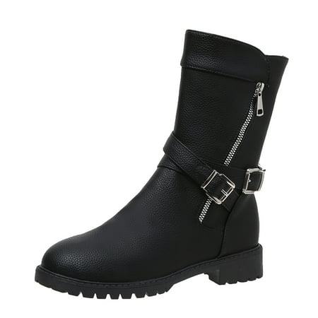 ZIZOCWA Office Shoes For Women Womens Calf Boots Ladies Fashion Solid Color Leather Belt Buckle Vintage Side Zipper Flat Mid Boots Heel Insert Insole
ZIZOCWA Office Shoes For Women Womens Calf Boots Ladies Fashion Solid Color Leather Belt Buckle Vintage Side Zipper Flat Mid Boots Heel Insert Insole
