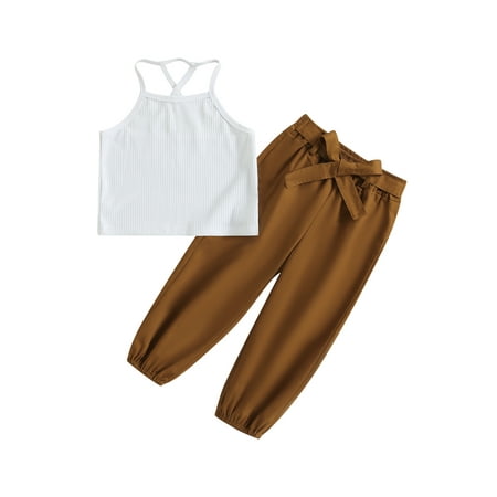 Sunisery Kids Girls 2Pcs Summer Outfits Vest Pants Outfits Sleeveless Ribbed Tops + Tie Knot Front Pants Set Clothes White 7-8 Years
Sunisery Kids Girls 2Pcs Summer Outfits Vest Pants Outfits Sleeveless Ribbed Tops + Tie Knot Front Pants Set Clothes White 7-8 Years