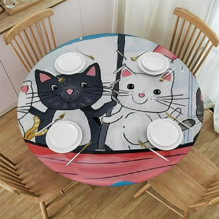 BCIIG Cute Cat Round Table Cover Stain Resistant Washable Indoor Outdoor Tablecloth Kitchen Dining Wedding Parties Full Width Single-Sided Printing 100% Polyester Fiber 31-35
BCIIG Cute Cat Round Table Cover Stain Resistant Washable Indoor Outdoor Tablecloth Kitchen Dining Wedding Parties Full Width Single-Sided Printing 100% Polyester Fiber 31-35