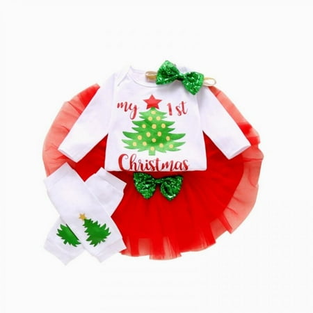 Promotion Clearance Toddler Kids Baby Girls Christmas Clothing Long Sleeve Princess Mesh Tutu Skirt Set