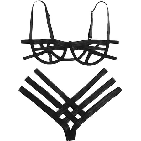 Women s Sexy Ladder Cut Out Lingerie Set Push Up Two Piece Bra and Panty
