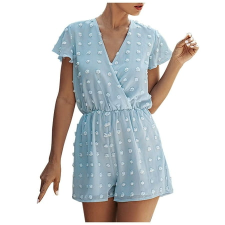 Clearance! MIARHB Rompers for Women Fashion Casual Loose V-Neck Solid Color Pocket Short Sleeve Jumpsuit Blue L
Clearance! MIARHB Rompers for Women Fashion Casual Loose V-Neck Solid Color Pocket Short Sleeve Jumpsuit Blue L