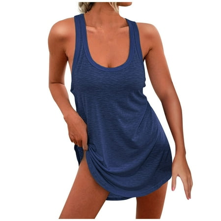 KDDYLITQ Women Babydoll Full Slip Chemise Nightgown Sexy Lingerie Plus Size Sleepwear Nightdress Navy M