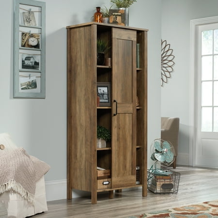 Sauder Sliding Door Storage Cabinet Rural Pine Finish