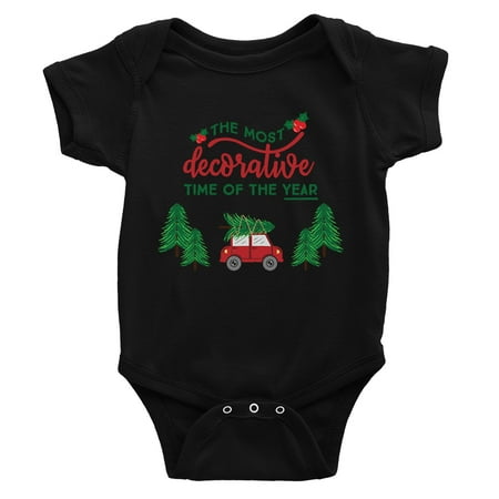 Decorative Christmas Time Cool BLACK Baby Bodysuit Holiday Gift