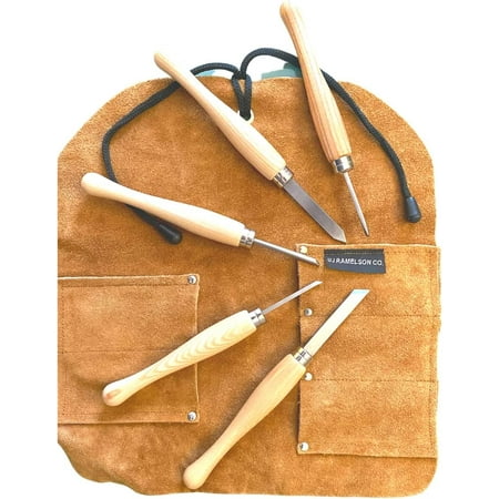 5pc Mini Lathe Wood/Pen Wood Turning Tools w/Tool Roll Woodworking RAMELSON USA