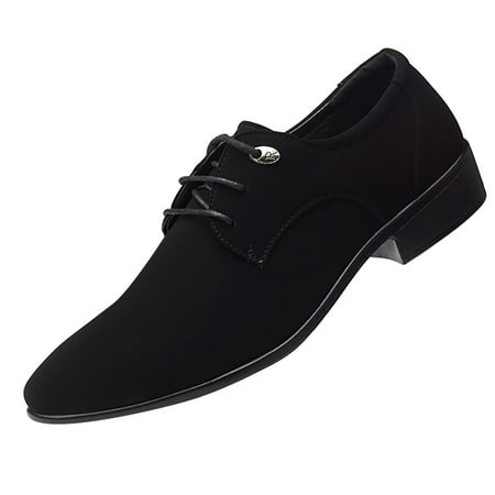 Hueook Mens Dress Shoes Formal Casual Shoes Business Leather Shoes Pointed Casual Frosted Shoes Mens Casual Shoes