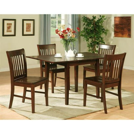 5-Pc Rectangular Dining Table and Wood Seat Chair Set