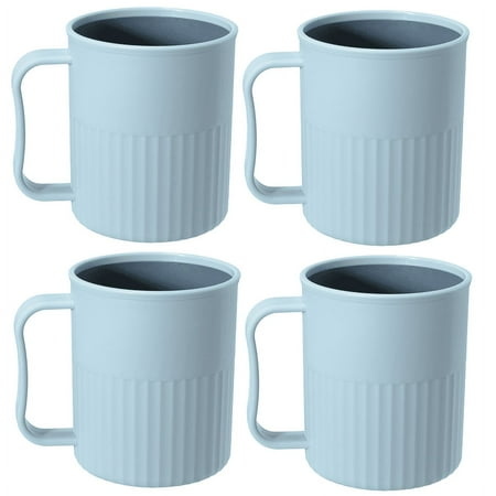 Reusable Plastic Drinking Cup with Handle Dishwasher Safe Food Grade Coffee & Milk Mug Set of 4 Light blue
Reusable Plastic Drinking Cup with Handle Dishwasher Safe Food Grade Coffee & Milk Mug Set of 4 Light blue