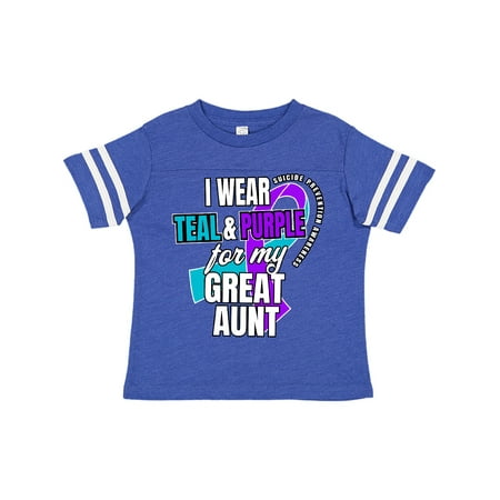 Inktastic Suicide Prevention I Wear Teal and Purple for My Great Aunt Gift Toddler Boy or Toddler Girl T-Shirt
Inktastic Suicide Prevention I Wear Teal and Purple for My Great Aunt Gift Toddler Boy or Toddler Girl T-Shirt