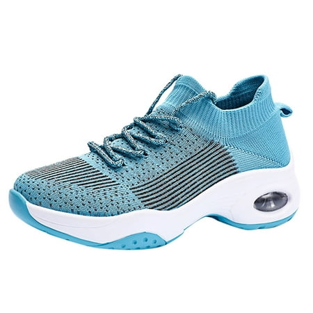 TOYFUNNY Womens Flyknit Mesh Breathable Soft Sole Running Sneakers