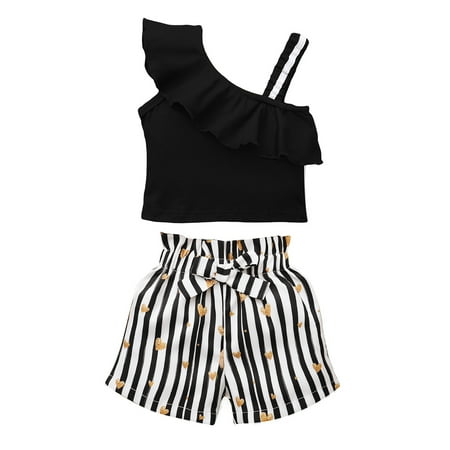 3T Baby Girls Clothes Baby Girls Summer Outfit 3-4T Toddler Girls One-shoulder Sleeveless Top Shorts Set 2PCS Set Black
3T Baby Girls Clothes Baby Girls Summer Outfit 3-4T Toddler Girls One-shoulder Sleeveless Top Shorts Set 2PCS Set Black