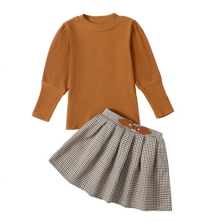 Mikrdoo Baby Girls Clothes Bubble Sleeve Pure Color Shirt Plaid Skirts 2PCS Spring Fall Outfits Brown 2-3 Years
Mikrdoo Baby Girls Clothes Bubble Sleeve Pure Color Shirt Plaid Skirts 2PCS Spring Fall Outfits Brown 2-3 Years